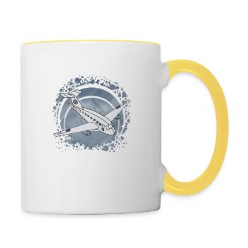 Avion - Mug contrasté - blanc/jaune - Droite