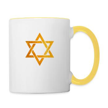 Sweats à capuche juifs d'or, symbole juif de l'étoile de David - Mug contrasté - blanc/jaune - Droite