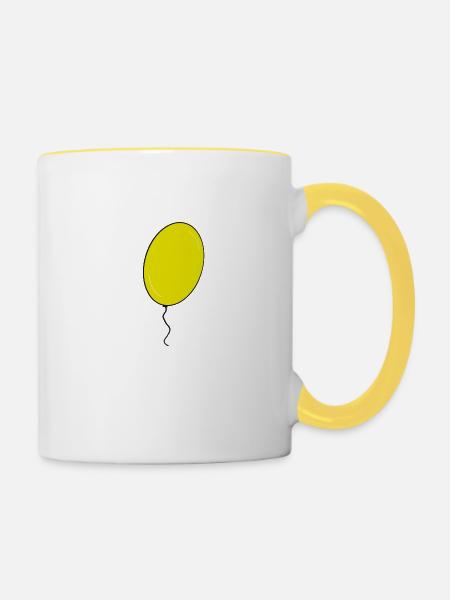gelber Luftballon - Tasse zweifarbig - Weiß/Gelb
