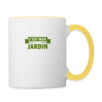 mon truc c'est mon jardin et mes poules - Mug contrasté - blanc/jaune - Droite