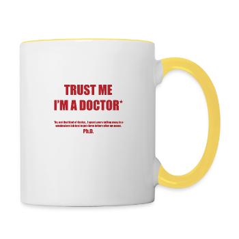 Cadeau étudiant au doctorat - Mug contrasté - blanc/jaune - Droite