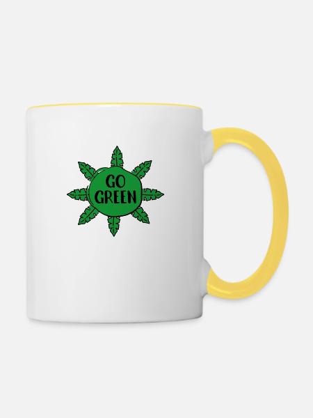 Go Green - Tasse zweifarbig - Weiß/Gelb