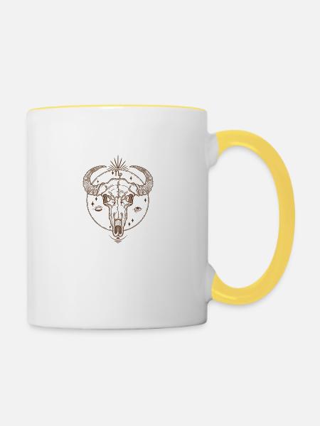 Sternzeichen Steinbock - Tasse zweifarbig - Weiß/Gelb