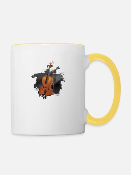 Violine oder Violine auf Schwedisch - Tasse zweifarbig - Weiß/Gelb