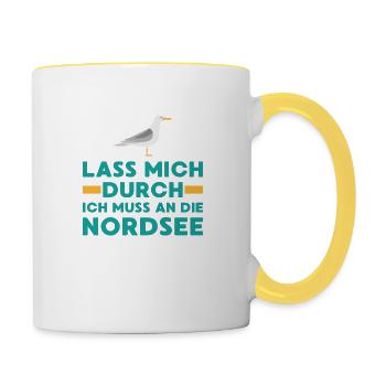 Nordsee Möwe Norden Norddeutschland - Tasse zweifarbig - Weiß/Gelb - Rechts