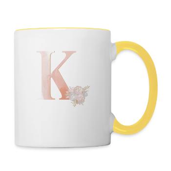 Letter K with flowers - Contrasting Mug - white/yellow - Right