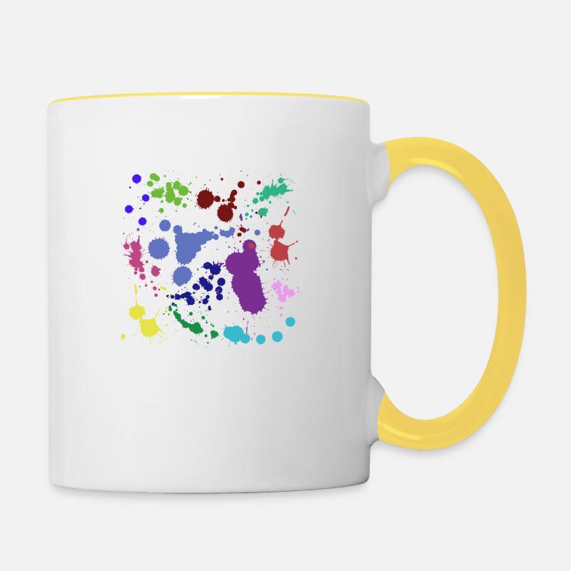 Paint splatter design - Contrasting Mug - white/yellow
