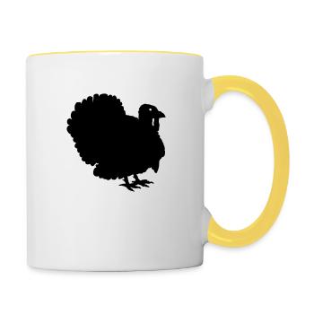 Dinde de Thanksgiving Silhouette - Mug contrasté - blanc/jaune - Droite