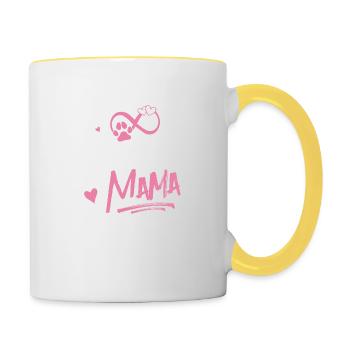 Hunde Mama Spruch - Tasse zweifarbig - Weiß/Gelb - Rechts