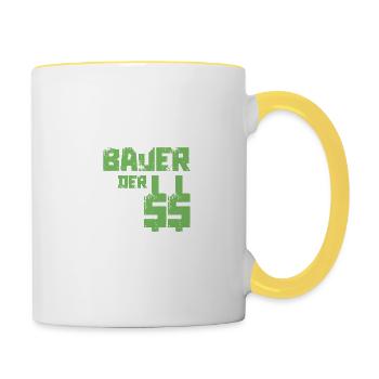 Bauer Boss Chef Farmer - Tasse zweifarbig - Weiß/Gelb - Rechts