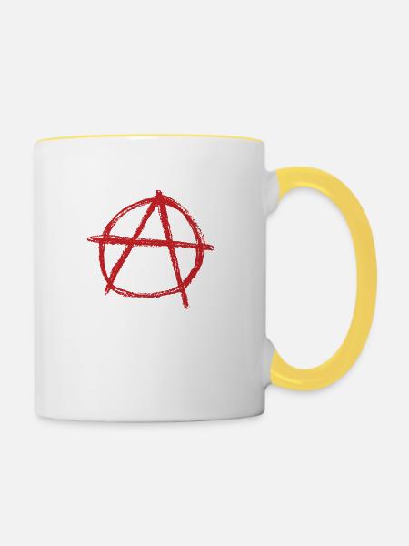 Anarchie - Tasse zweifarbig - Weiß/Gelb