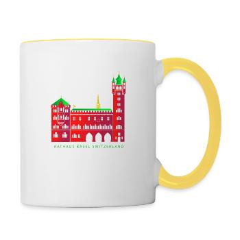 RATHAUS BASEL - Tasse zweifarbig - Weiß/Gelb - Rechts