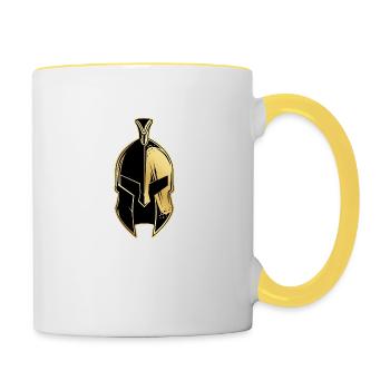 Casque or spartiate guerrier Sparta - Mug contrasté - blanc/jaune - Droite