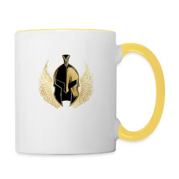 Spartan Gold Wing Helmet Fighter - Contrasting Mug - white/yellow - Right