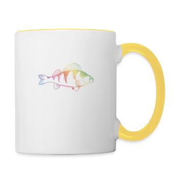 Fish perch colorful icon silhouette - Contrasting Mug - white/yellow - Right