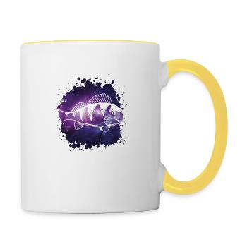 Fish perch silhouette fishing icon - Contrasting Mug - white/yellow - Right