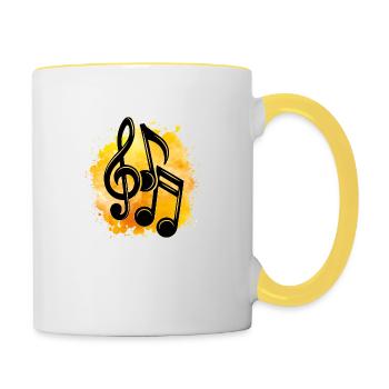 Musique note de musique clé musicale - Mug contrasté - blanc/jaune - Droite