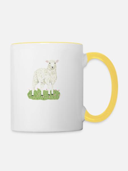 Süßes Schaf - Tasse zweifarbig - Weiß/Gelb
