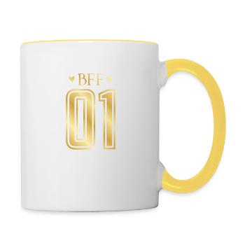 Bff 01 Beste Freunde Gold - Tasse zweifarbig - Weiß/Gelb - Rechts
