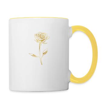 Rose Symbol Gold Blume Silhouette - Tasse zweifarbig - Weiß/Gelb - Rechts
