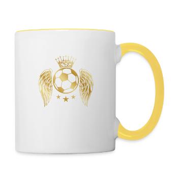Blason de football Team Gold - Mug contrasté - blanc/jaune - Droite
