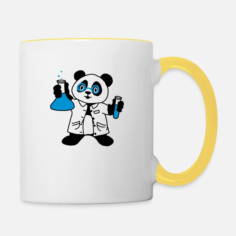 Scientifique Panda - Mug contrasté - blanc/jaune