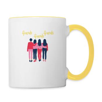 Freunde, Freunde, Freunde - Tasse zweifarbig - Weiß/Gelb - Rechts