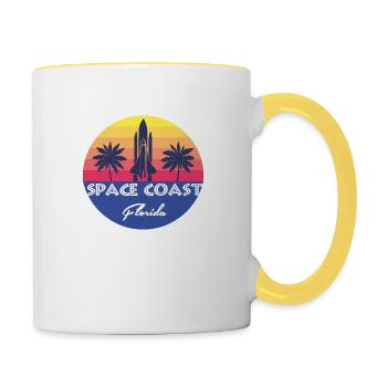 Space Coast Florida - Pour les fans de l’espace - Mug contrasté - blanc/jaune - Droite