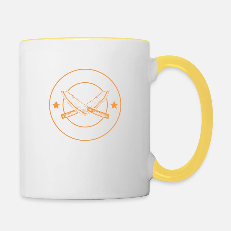 chefkoch koch chef messer - Tasse zweifarbig - Weiß/Gelb