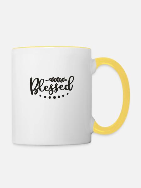 Gesegnet - Tasse zweifarbig - Weiß/Gelb