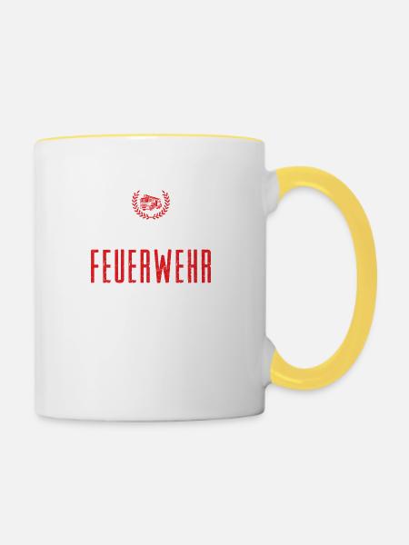 Jugend Feuerwehr Team Feuerwehrmann - Tasse zweifarbig - Weiß/Gelb