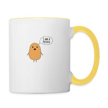 Ich bin eine Kartoffel - Tasse zweifarbig - Weiß/Gelb - Rechts