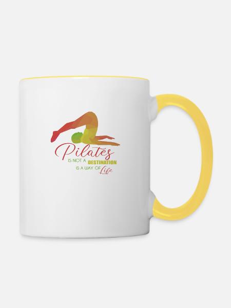 Pilates Geschenk - Tasse zweifarbig - Weiß/Gelb