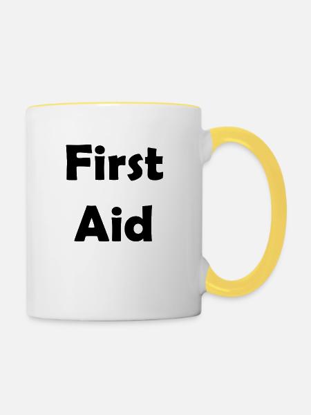 First Aid - Tasse zweifarbig - Weiß/Gelb