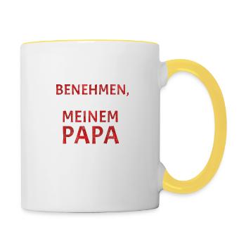 Ich versuche mich zu benehmen - Tasse zweifarbig - Weiß/Gelb - Rechts