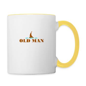Never underestimate an old man with a sail boat - Mug contrasté - blanc/jaune - Droite