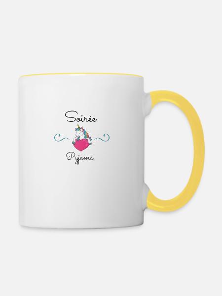 Pyjama-Abend - Tasse zweifarbig - Weiß/Gelb