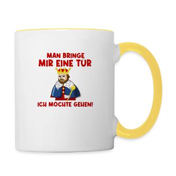 Man bringe mir eine Tür - Tasse zweifarbig - Weiß/Gelb - Rechts