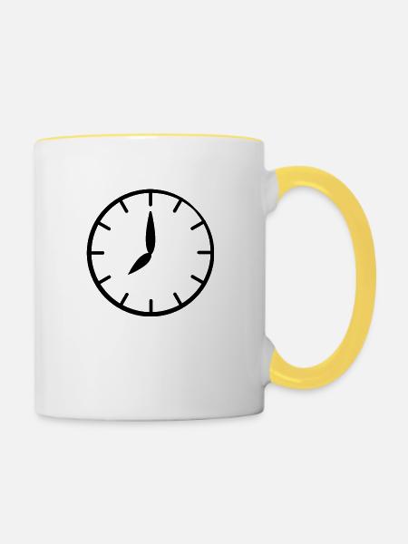 Uhr tickt - Tasse zweifarbig - Weiß/Gelb