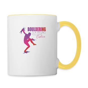 Boulderen - Mok tweekleurig - wit/geel - Rechts