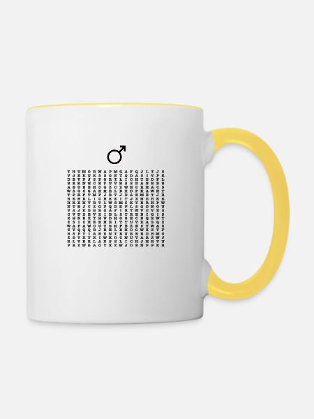 Buchstabenrätsel Männer - Tasse zweifarbig - Weiß/Gelb