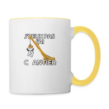 J’peux pas j’ai chantier - Mug contrasté - blanc/jaune - Droite