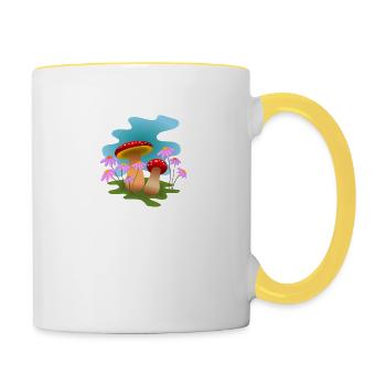 Glückspilz Design - Tasse zweifarbig - Weiß/Gelb - Rechts
