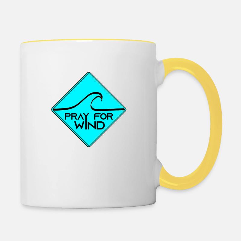 Pray for wind - Contrasting Mug - white/yellow