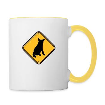 Caution biting dog - Contrasting Mug - white/yellow - Right