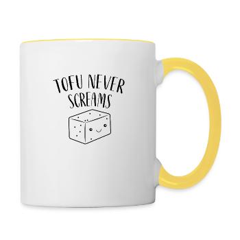 Tofu Never Screams Vegan Vegan Gift - Contrasting Mug - white/yellow - Right