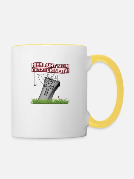 letzter Nerv - Tasse zweifarbig - Weiß/Gelb