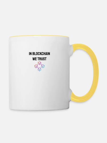 In blockchain we trust - Tasse zweifarbig - Weiß/Gelb