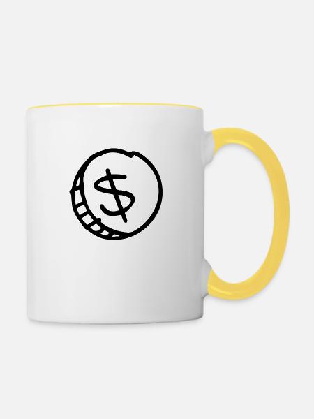 Geldgeil - Tasse zweifarbig - Weiß/Gelb