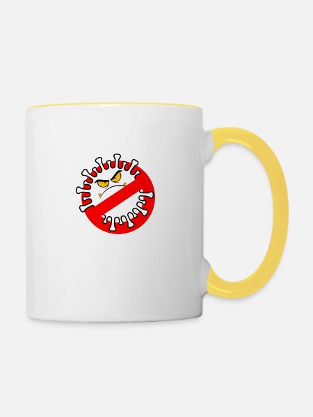 Anti-Covid - Tasse zweifarbig - Weiß/Gelb